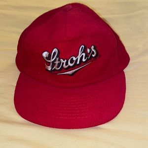 Stroh’s Embroidered Red Corduroy Fully Adjustable Baseball/Golf Hat